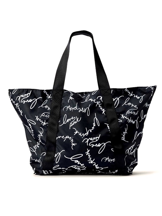 PINK Victoria's Secret Handbags - PINK Victoria's Secret Black Tote with White Script